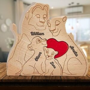 Family Embrace - Custom Engraved Wooden Bear Sculpture